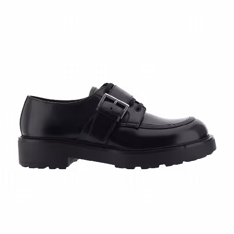 Prada Buckled Brushed Leather Derby 'Black'