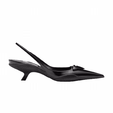 Prada Wmns Brushed Leather Slingback Pumps 'Black'