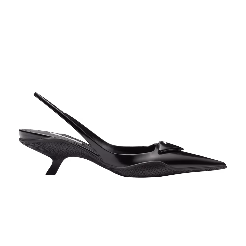 Prada Women's Brushed Leather Slingback Pumps Black