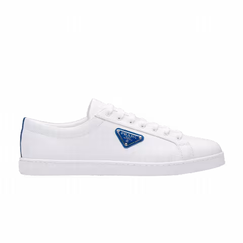 Prada Brushed Leather Sneaker 'White Cobalt Blue'