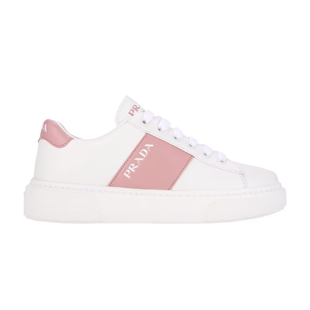 Prada Women's Logo Sneakers White Pink
