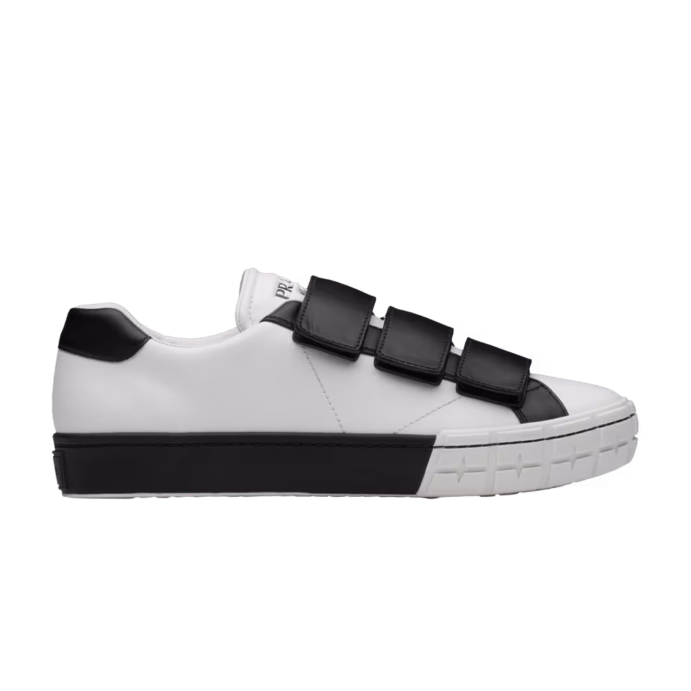 Prada Cassetta Wheel Velcro Sneaker White Black