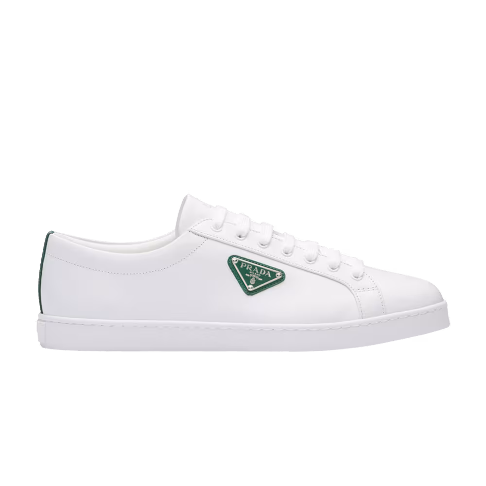 Prada Brushed Leather Sneaker White Green