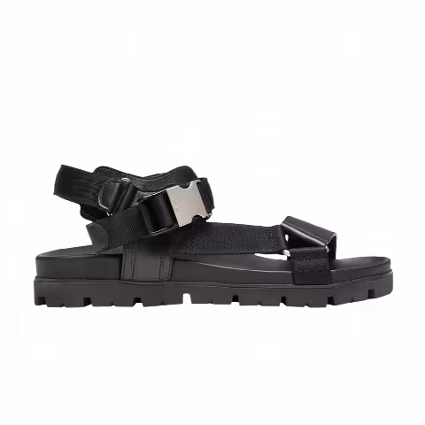 Prada Sporty Leather and Nylon Tape Sandal 'Black'