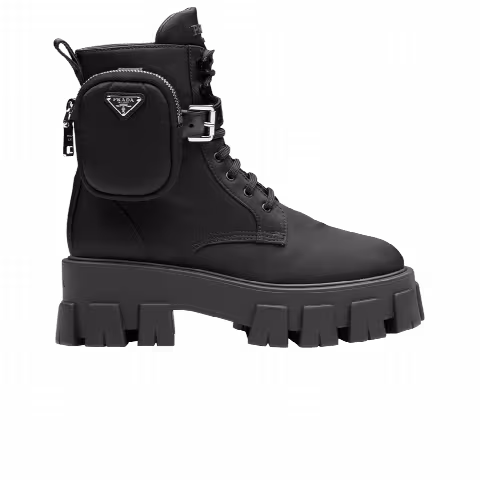 Prada Wmns Monolith Pouch Lace-Up Boot 'Black'