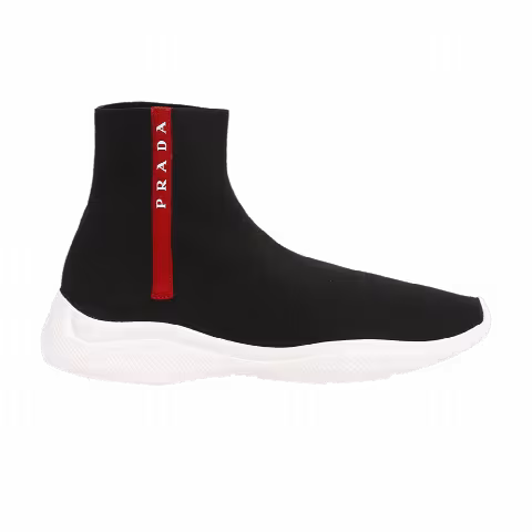 Prada Logo Sock Knit High 'Black White'