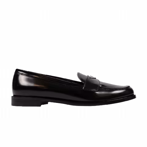 Prada Wmns Leather Logo Loafer 'Black'