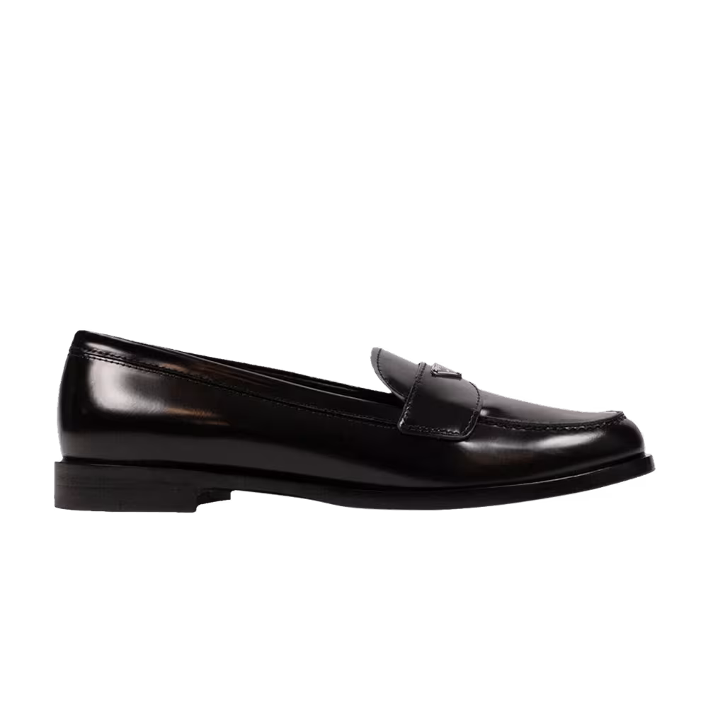 Prada Women's Leather Logo Loafer Black