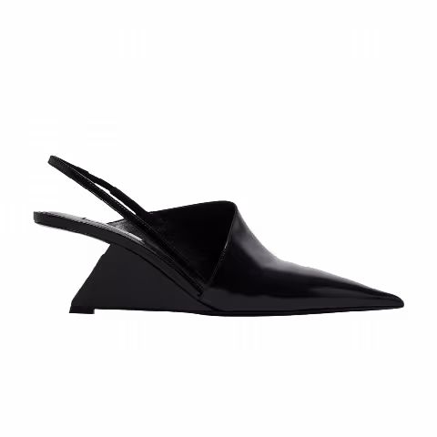 Prada Wmns Brushed Leather Slingback Pumps 'Black'