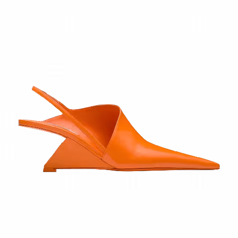 Prada Wmns Brushed Leather Slingback Pumps 'Orange'