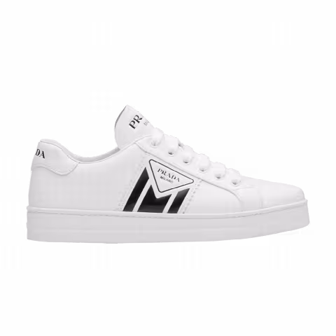 Prada Leather Logo Sneakers 'White Black'