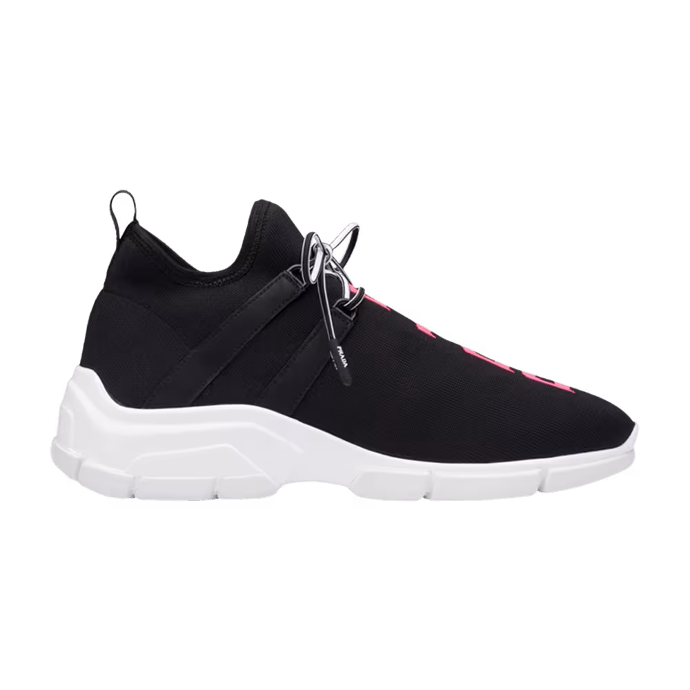 Prada Women's XY Knit Sneaker Black Fluorescent Pink