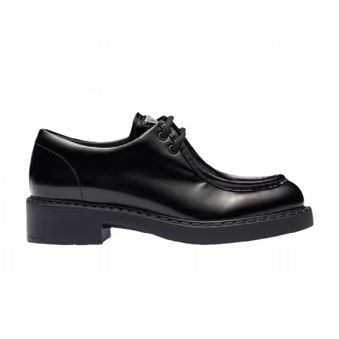 Prada Wmns Brushed Leather Lace-Up 'Black'