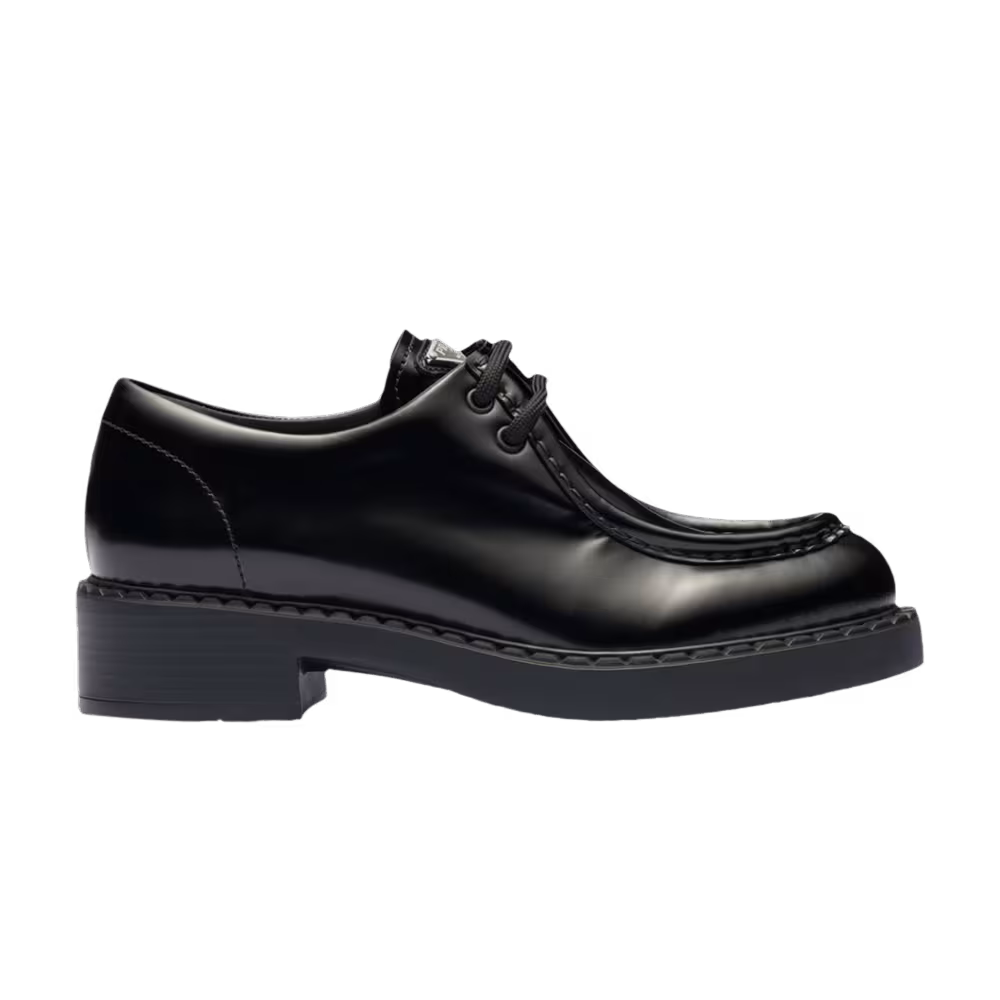 Prada Women's Brushed Leather Lace-Up Black