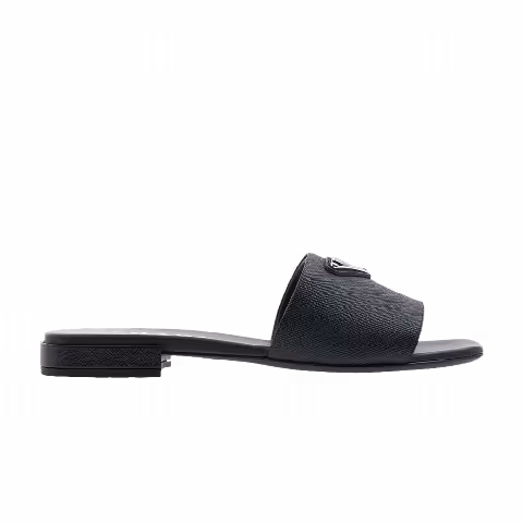Prada Wmns Saffiano Leather Slides 'Black'