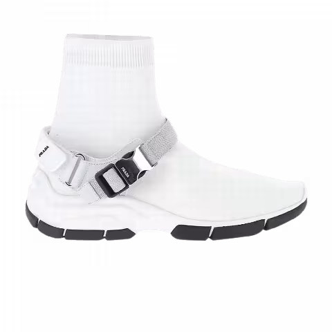 Prada Wmns Logo Sock Knit High 'White'