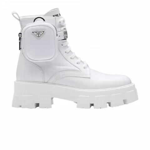 Prada Wmns Monolith Leather and Re-Nylon Boot 'White'