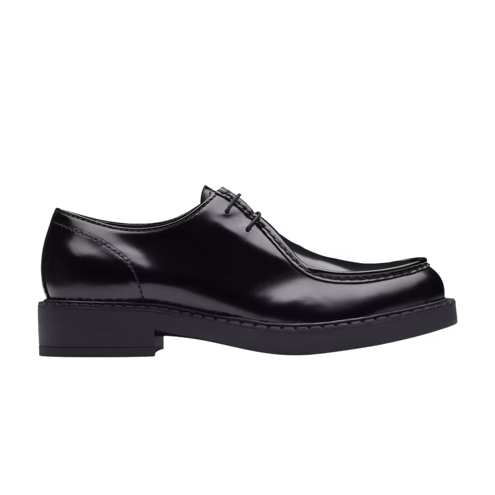 Prada Brushed Leather Lace-Up Black