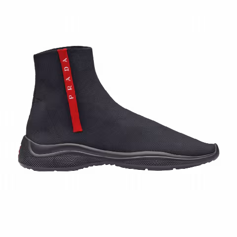 Prada Logo Sock Knit High 'Black'