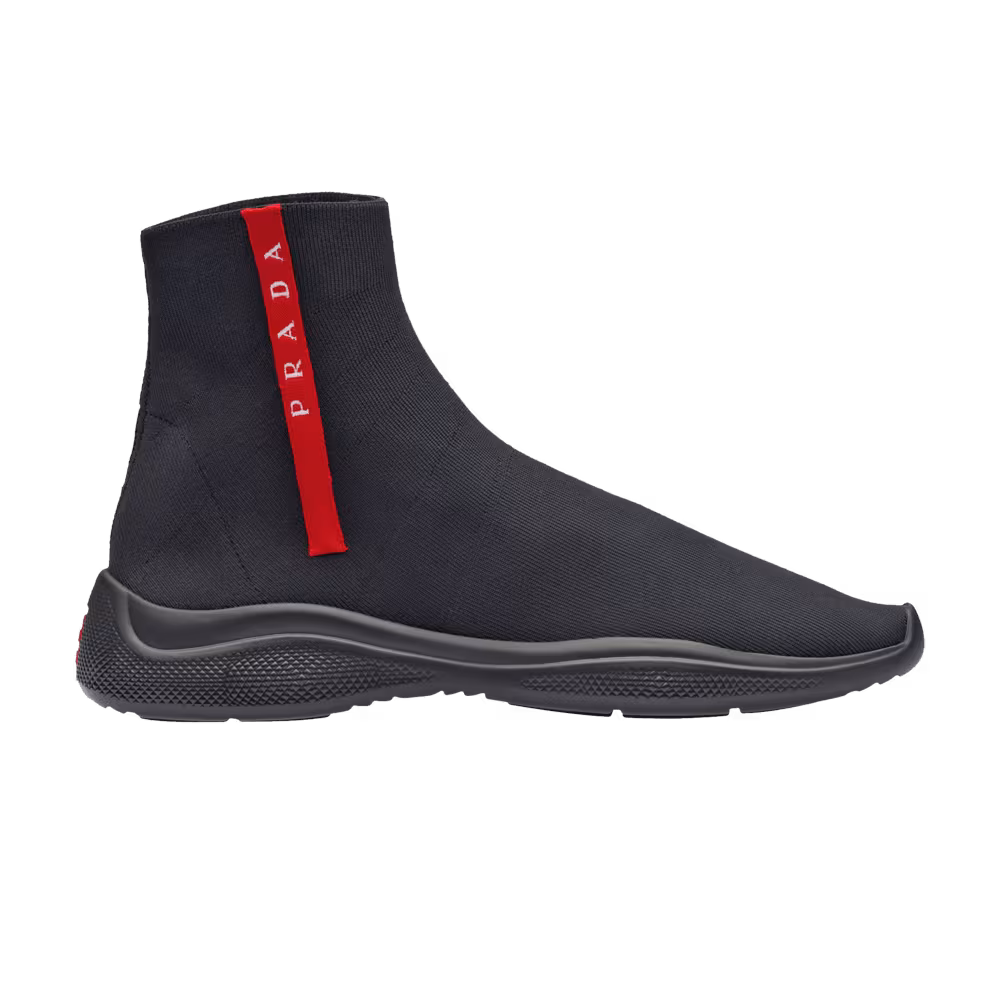 Prada Logo Sock Knit High Black