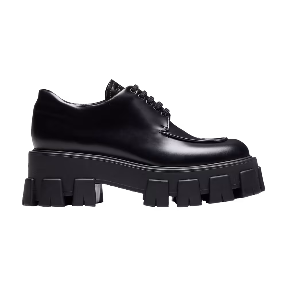 Prada Women's Monolith Lace Up Black