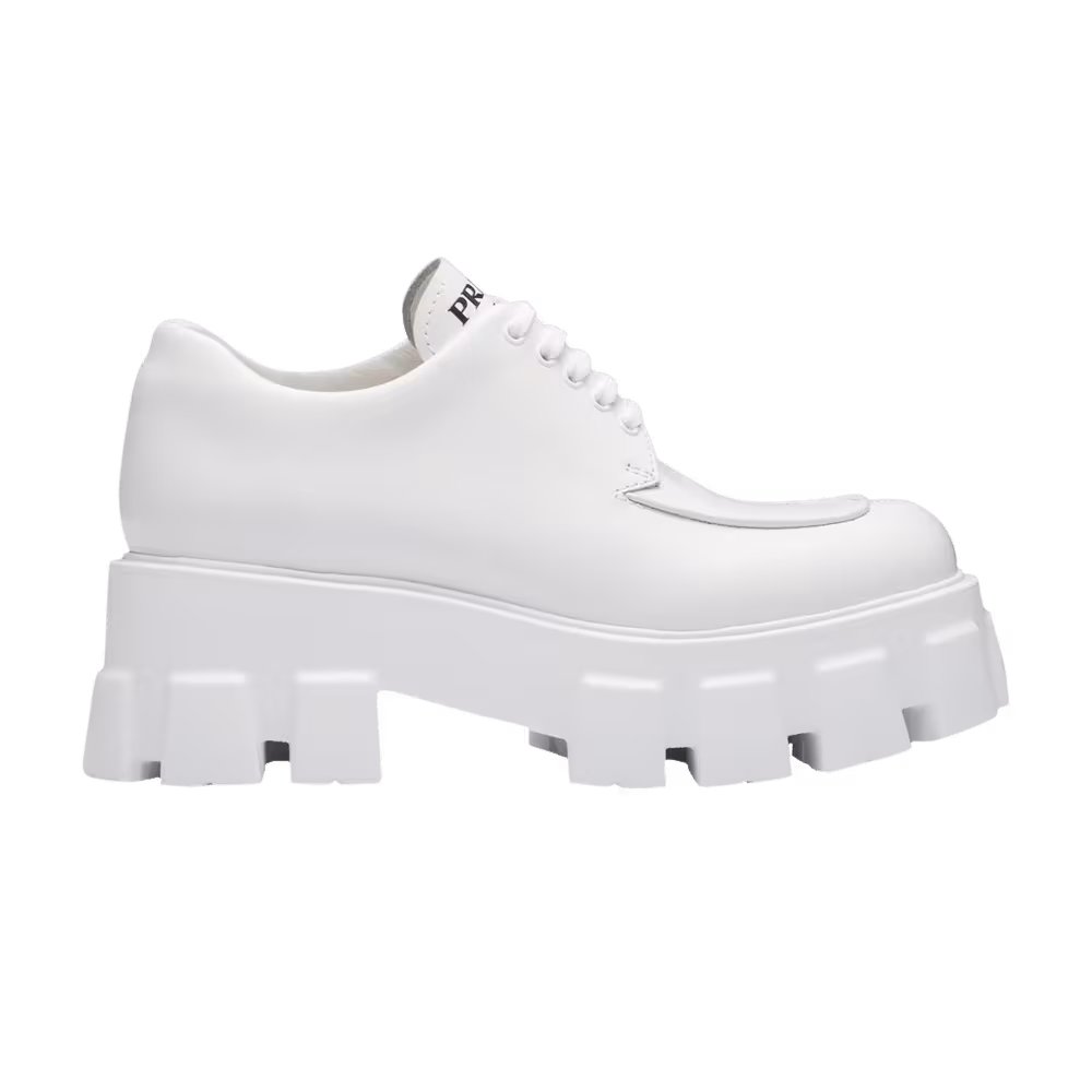 Prada Women's Monolith Lace Up White