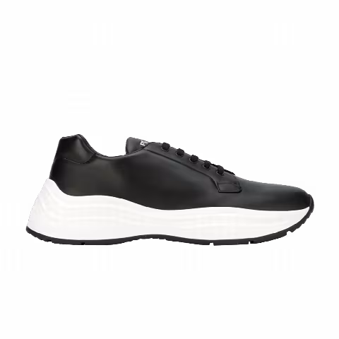 Prada Logo Embossed Chunky Sole Sneaker 'Black White'