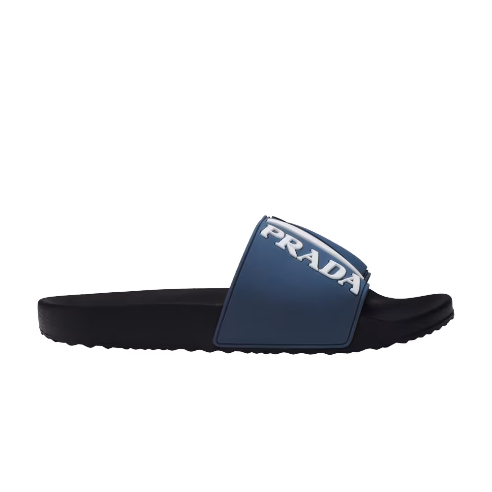 Prada Logo Rubber Slide Blue