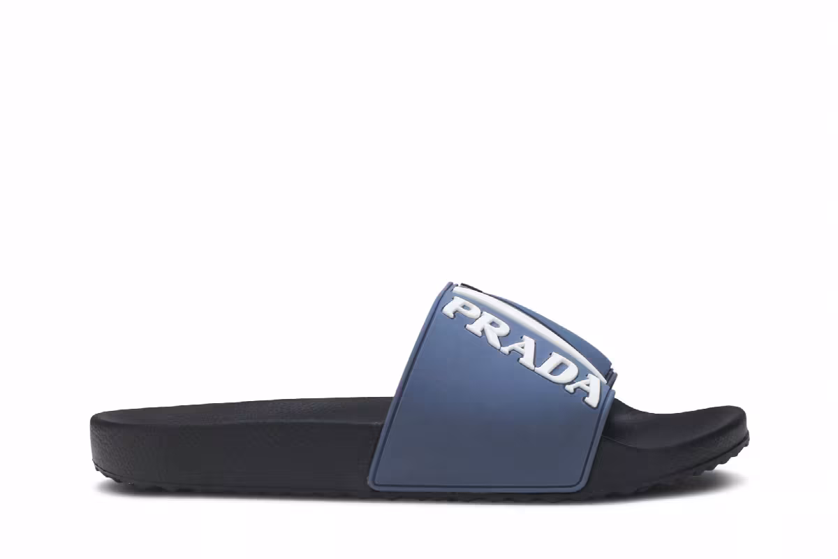 Prada Logo Rubber Slide Blue, view 2