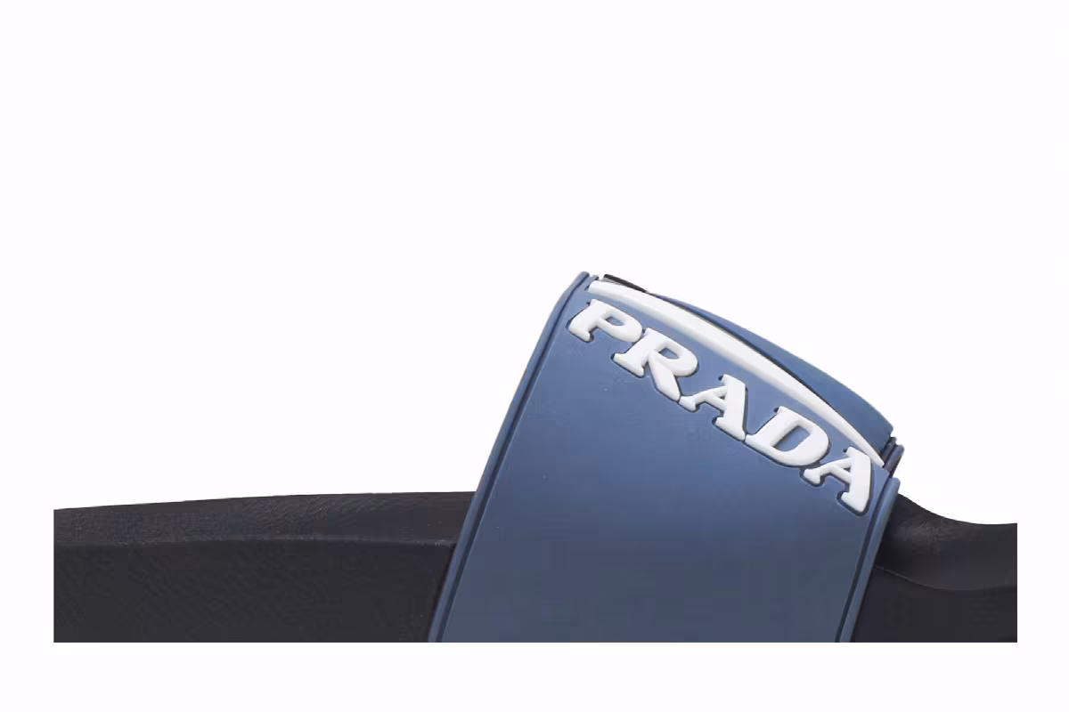 Prada Logo Rubber Slide Blue, view 3