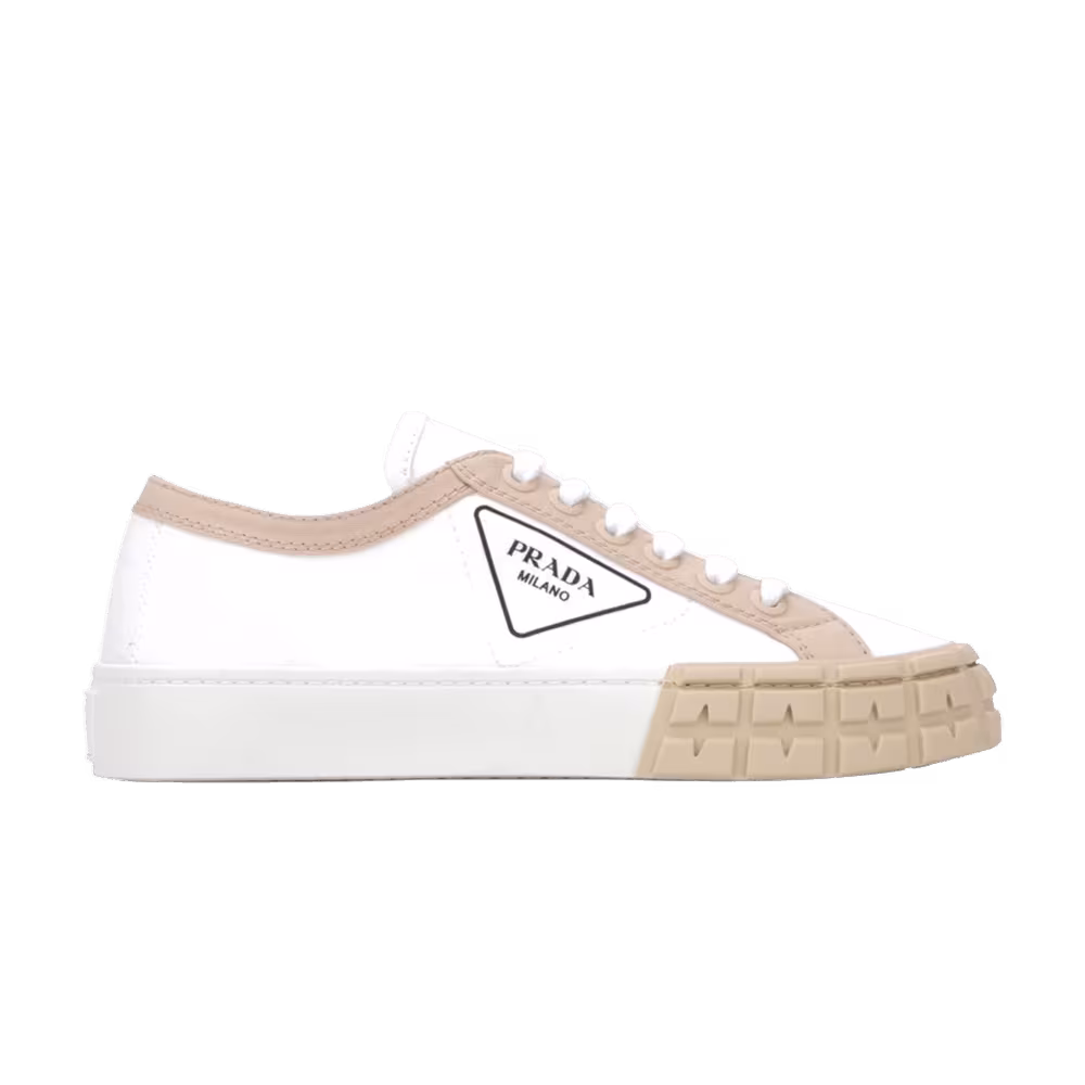 Prada Women's Gabardine Wheel Low White Khaki