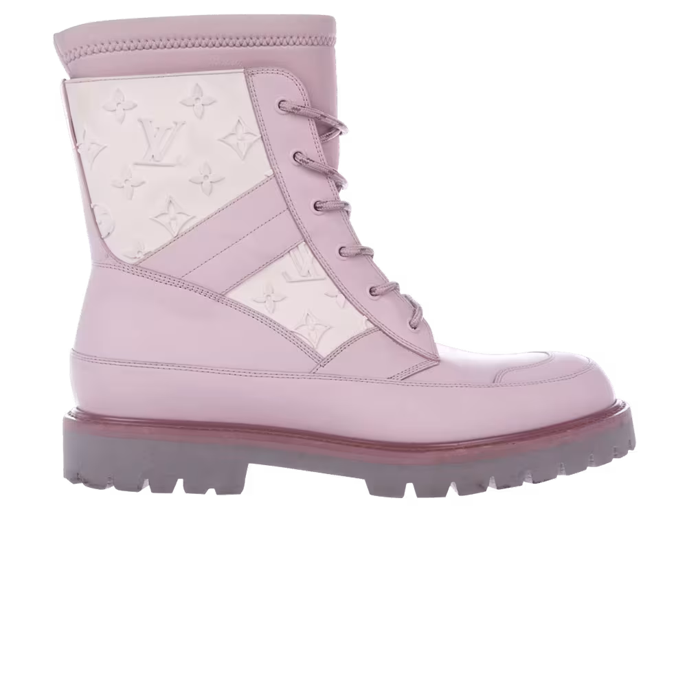 Louis Vuitton Leather Ankle Lace Up Boot Embossed Monogram