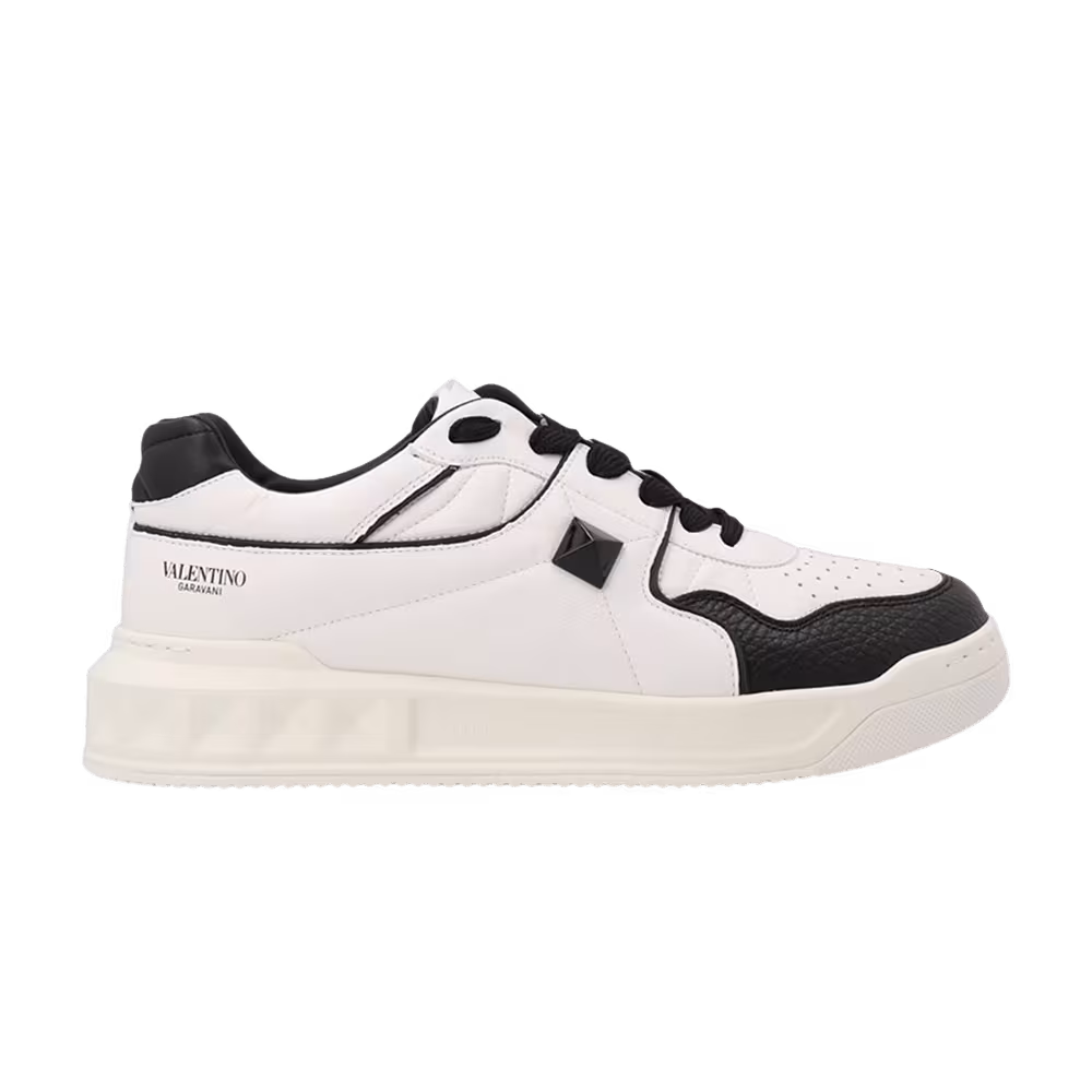 Valentino One Stud Low White Black