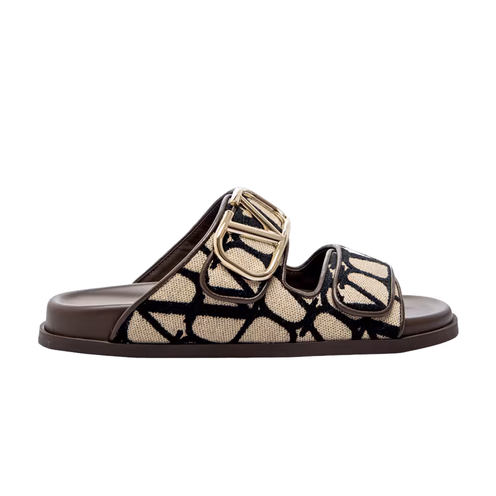 Valentino Women's Toile Iconographe Double Strap Sandal VLogo - Brown