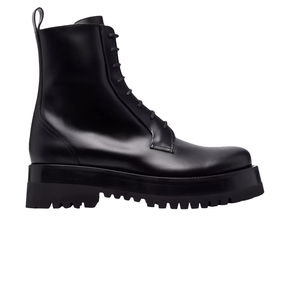 Valentino Ankle-Length Lace-Up Combat Boot Black