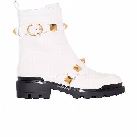 Valentino Wmns Roman Stud Biker Boot 'White'