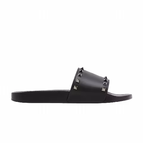 Valentino Rockstud Rubber Slider Sandal 'Black'