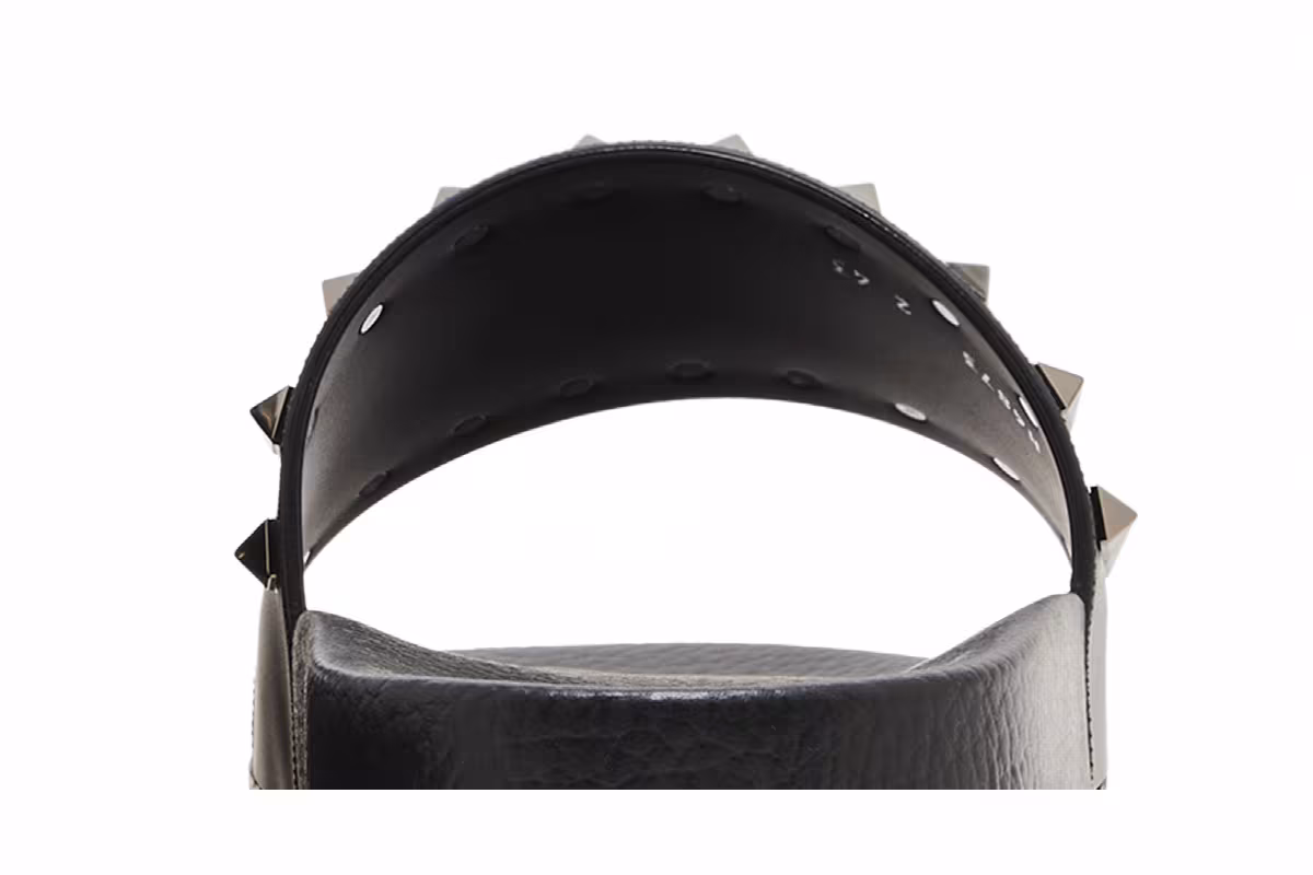 Valentino Rockstud Rubber Slider Sandal Black, view 8