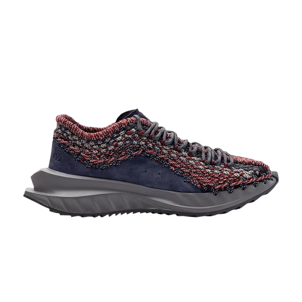 Valentino Garavani Crochet Lace-Up Sneaker Blue Cerise