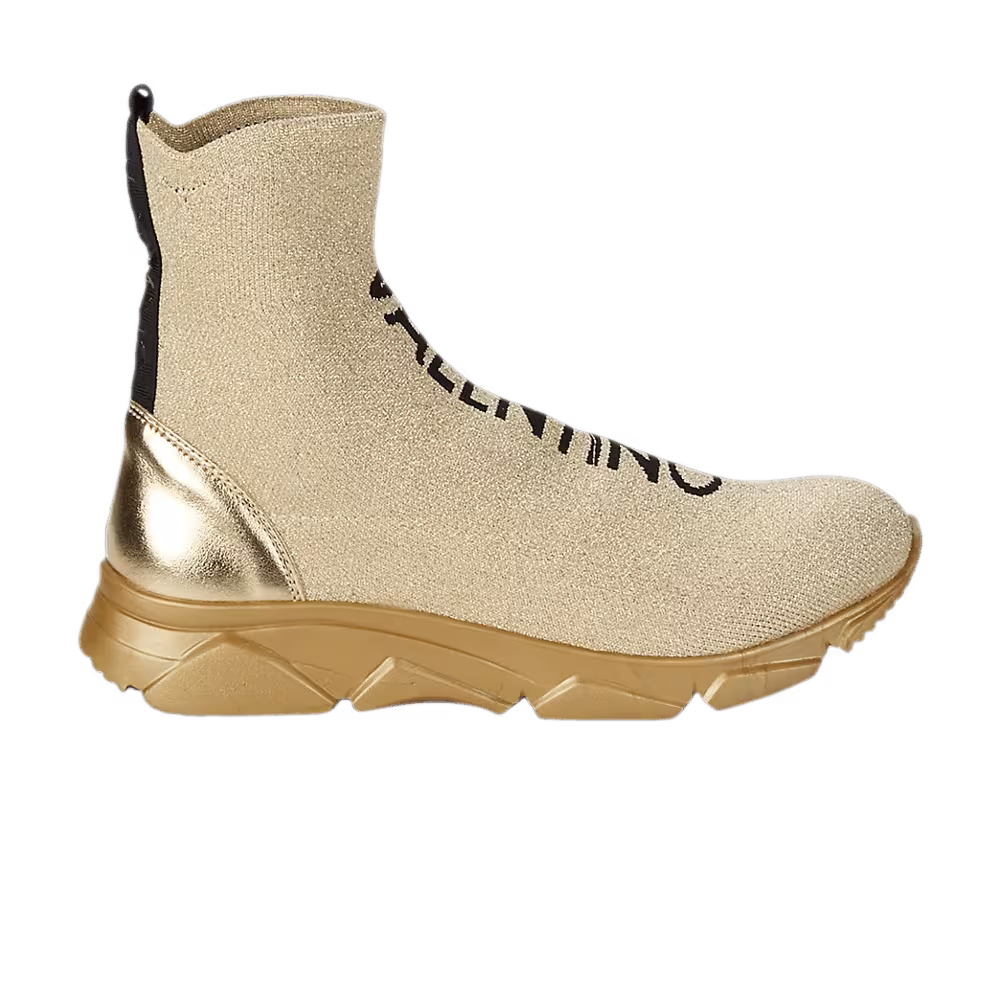 Valentino Women's Nelissa Logo Sock High Gold