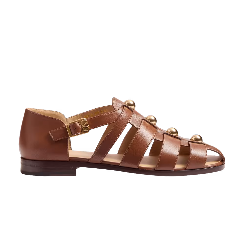 Valentino Studshield Bucket Sandal Tobacco