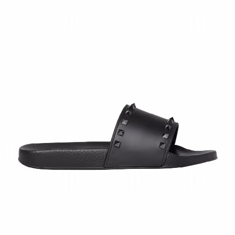 Valentino Rockstud Rubber Slider Sandal 'Black'