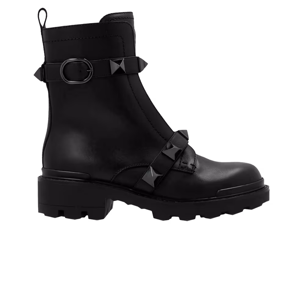 Valentino Women's Roman Stud 40MM Combat Boot Black