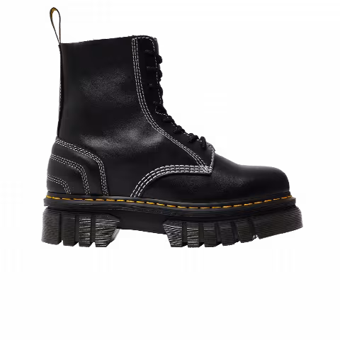 Dr. Martens Wmns Audrick Leather Platform Lace Up Boot 'White Stitch - Black'