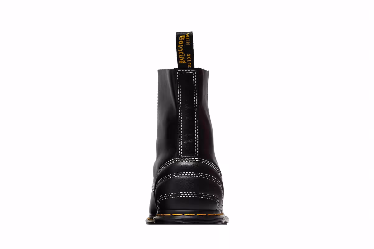 Dr. Martens Women's Audrick Leather Platform Lace Up Boot White Stitch - Black, view 8