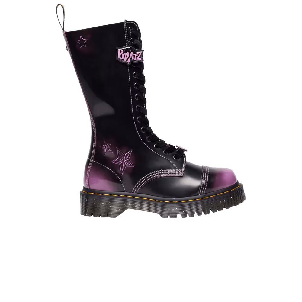 Bratz x Dr. Martens Women's 1B99 Bex Arcadia Leather Boot Black Purple Stars