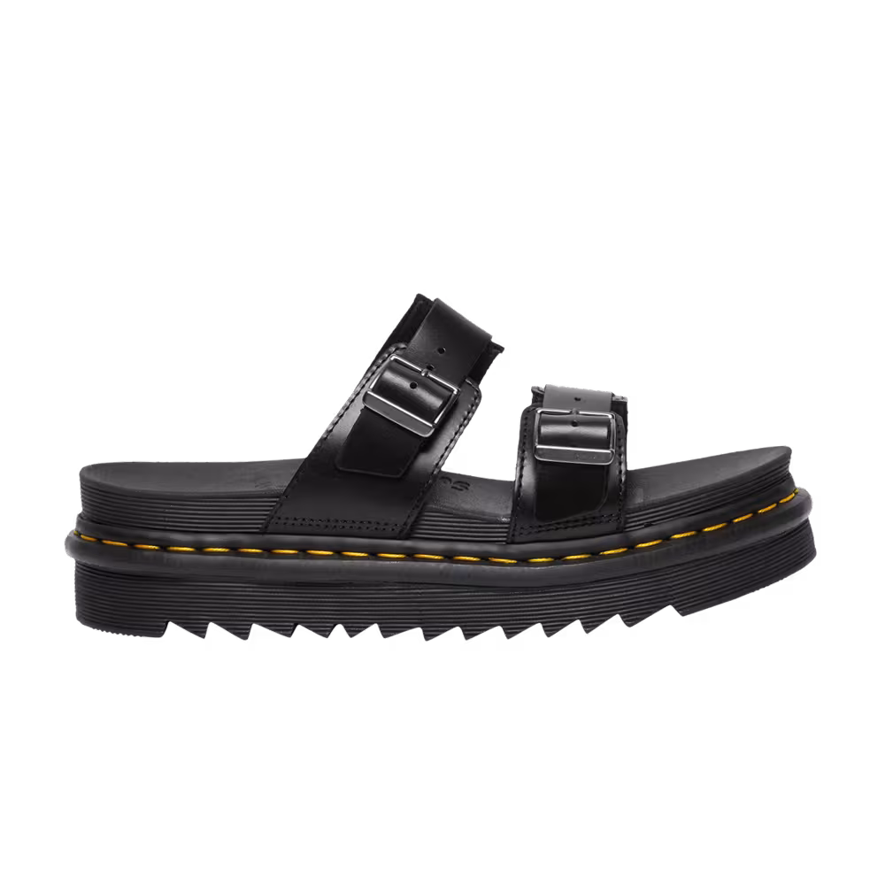 Dr. Martens Myles Brando Leather Buckle Slide Sandal Black