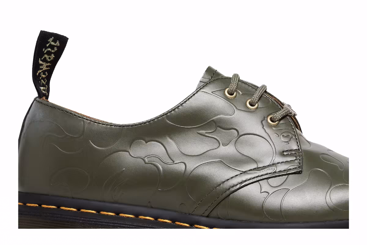 BAPE x Dr. Martens 1461 Khaki Embossed Camo, view 3