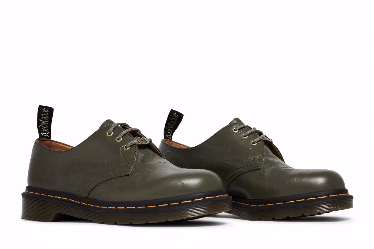 BAPE x Dr. Martens 1461 Khaki Embossed Camo, view 9