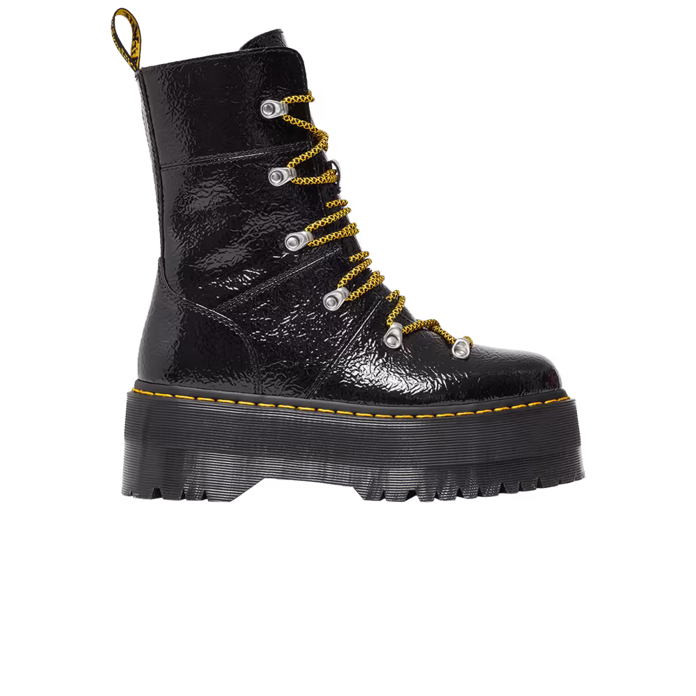 Dr. Martens Women's Ghilana Max Distressed Patent Leather Platform Boot Black
